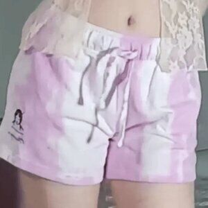 womens casual like new tie dye purple drawstring shorts